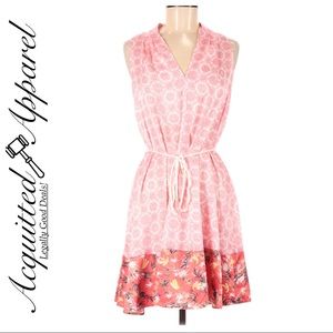 Peter Som Silky Coral Floral Belted Dress